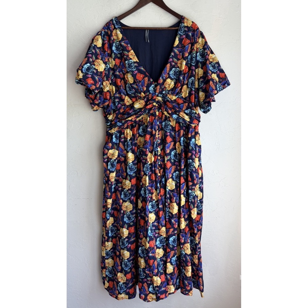 Anthropologie Katerina Button Front Midi Dress 3X Romantic Garden Floral